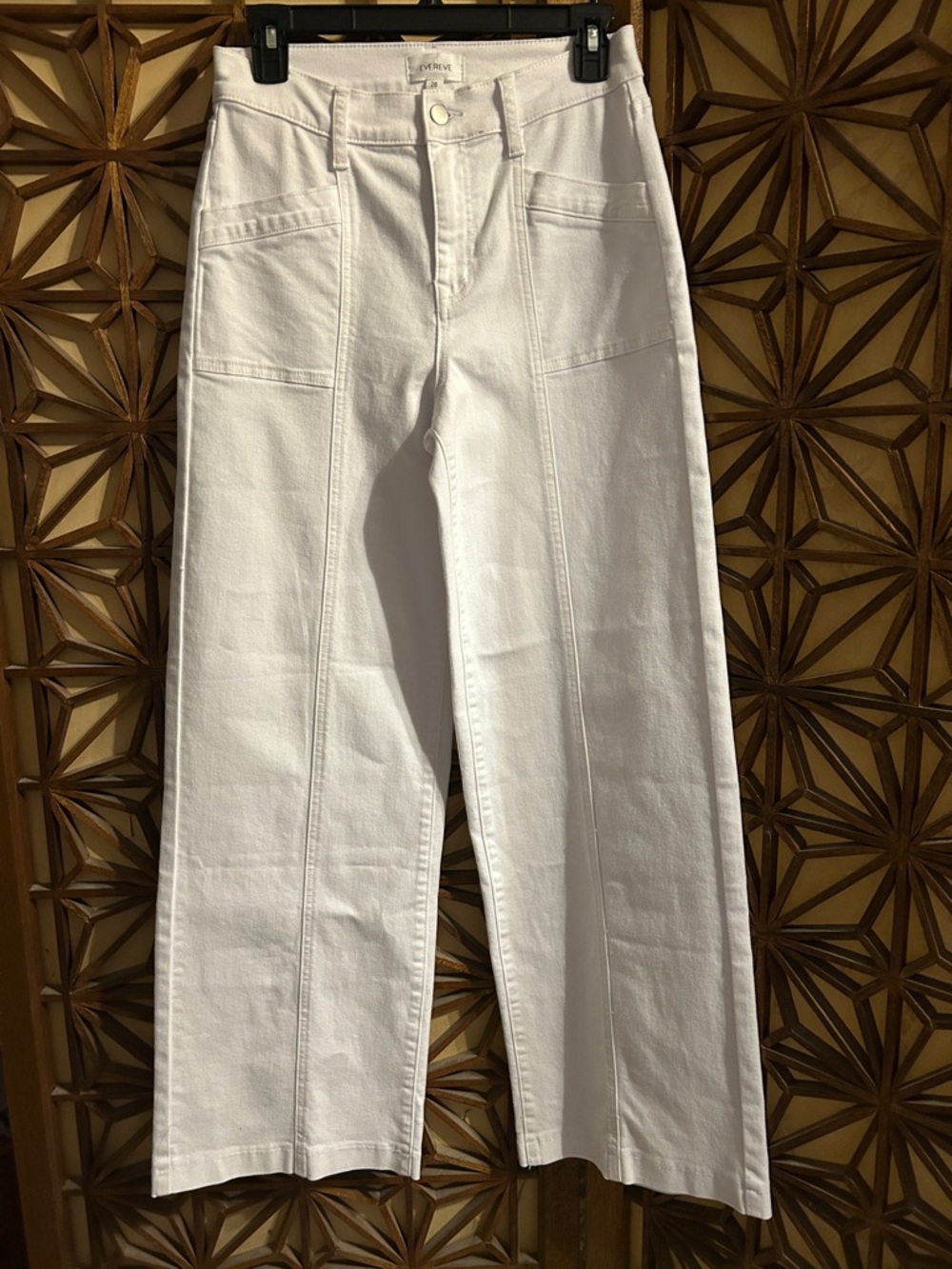Evereve White High-Rise Wide Leg Jeans Trousers size 28
